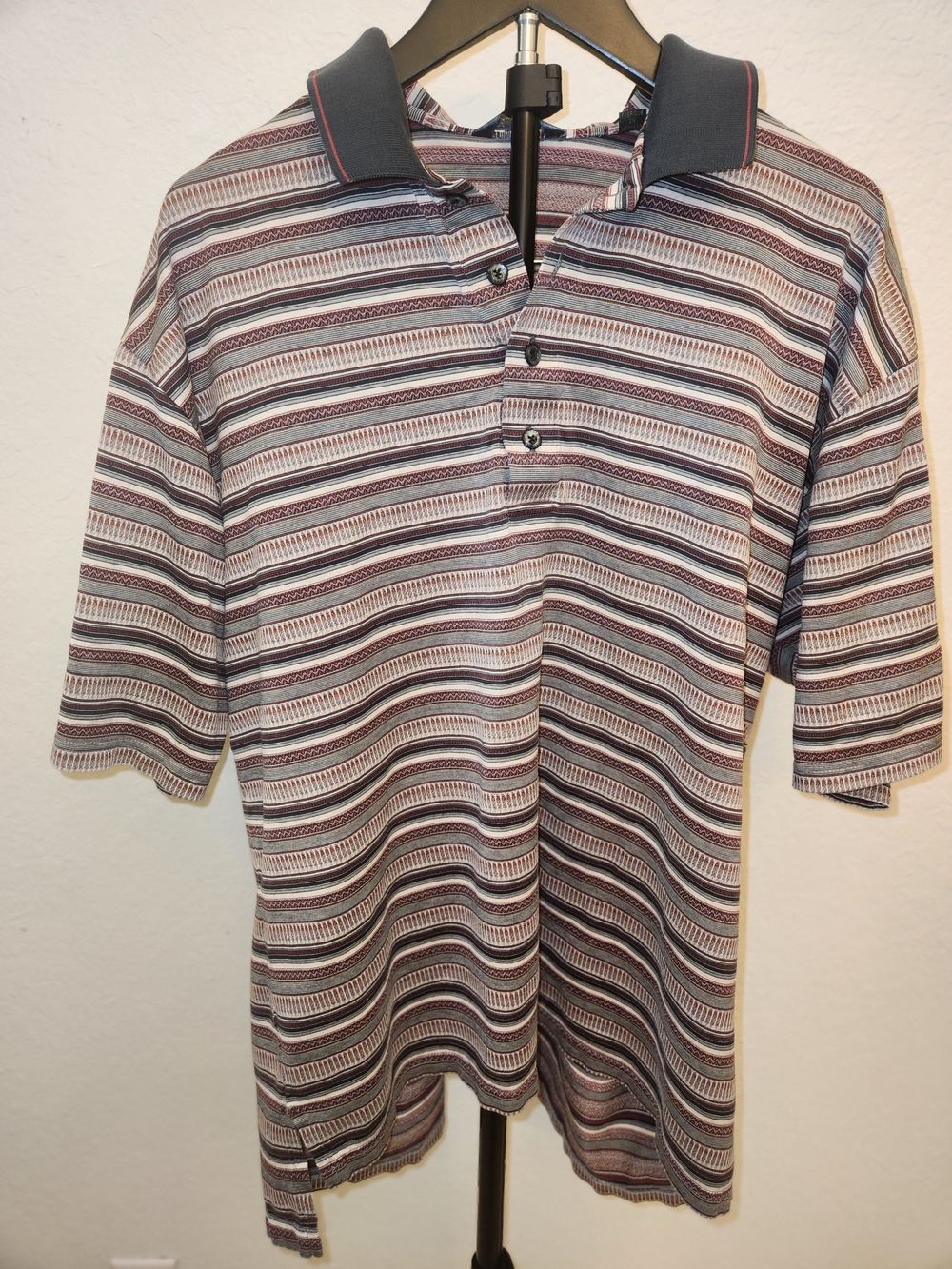 Vintage Descente International Collection Polo Striped Egyptian Cotton XL